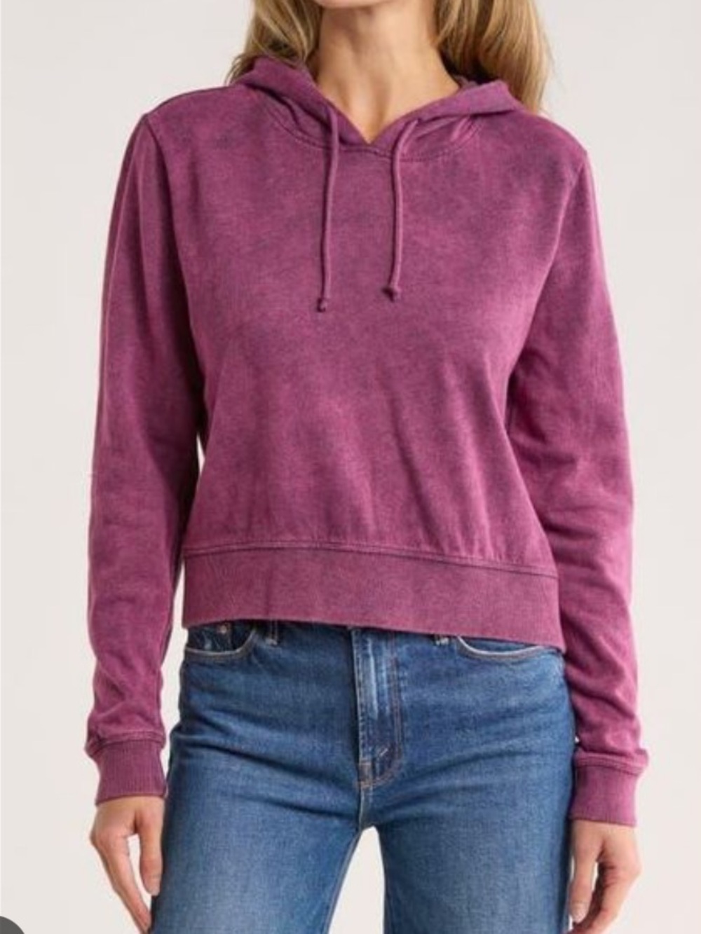 Threads 4 Thought Rose Mineral Wash Crop Hoodie in Purple